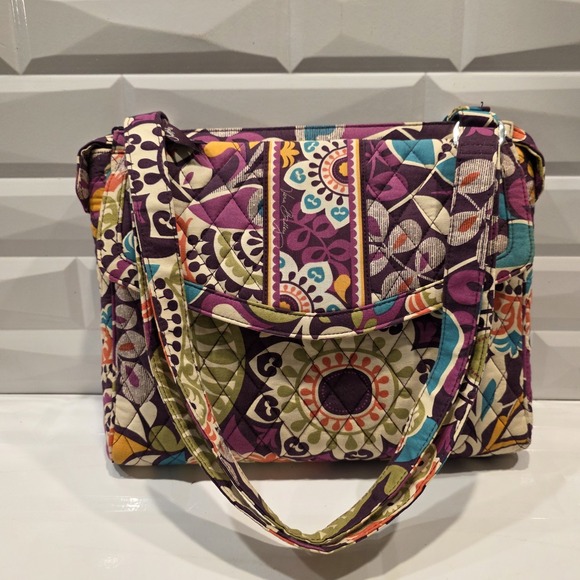 Vera Bradley Handbags - Vera Bradley PLUM CRAZY Hipster Purse Shoulder Crossbody Purple Floral Organizer